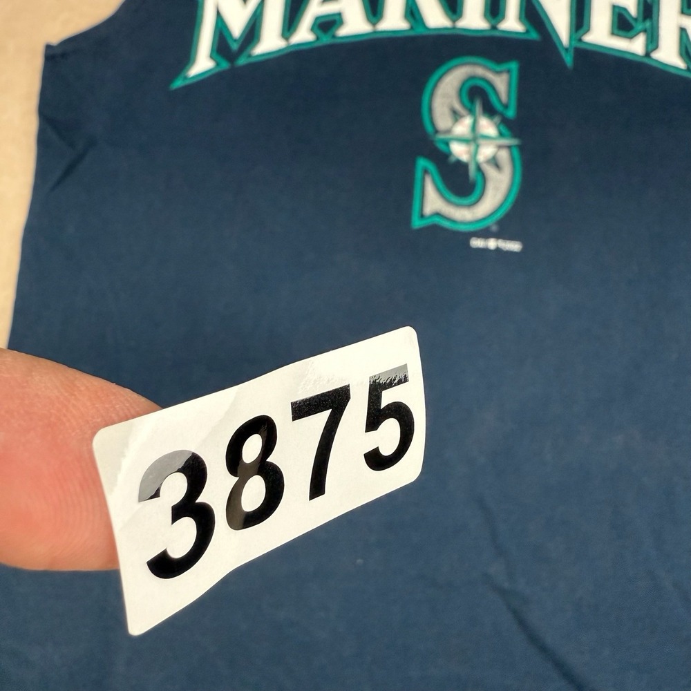 Y2K Seattle Mariners Sleeveless Shirt Mens M Navy MLB Logo Baseball 2002 - Picture 8 of 8